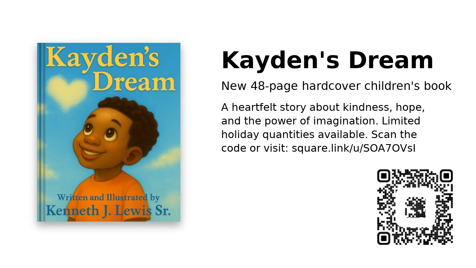 Kayden's Dream Hardback book feature image by Kenneth J. Lewis Sr