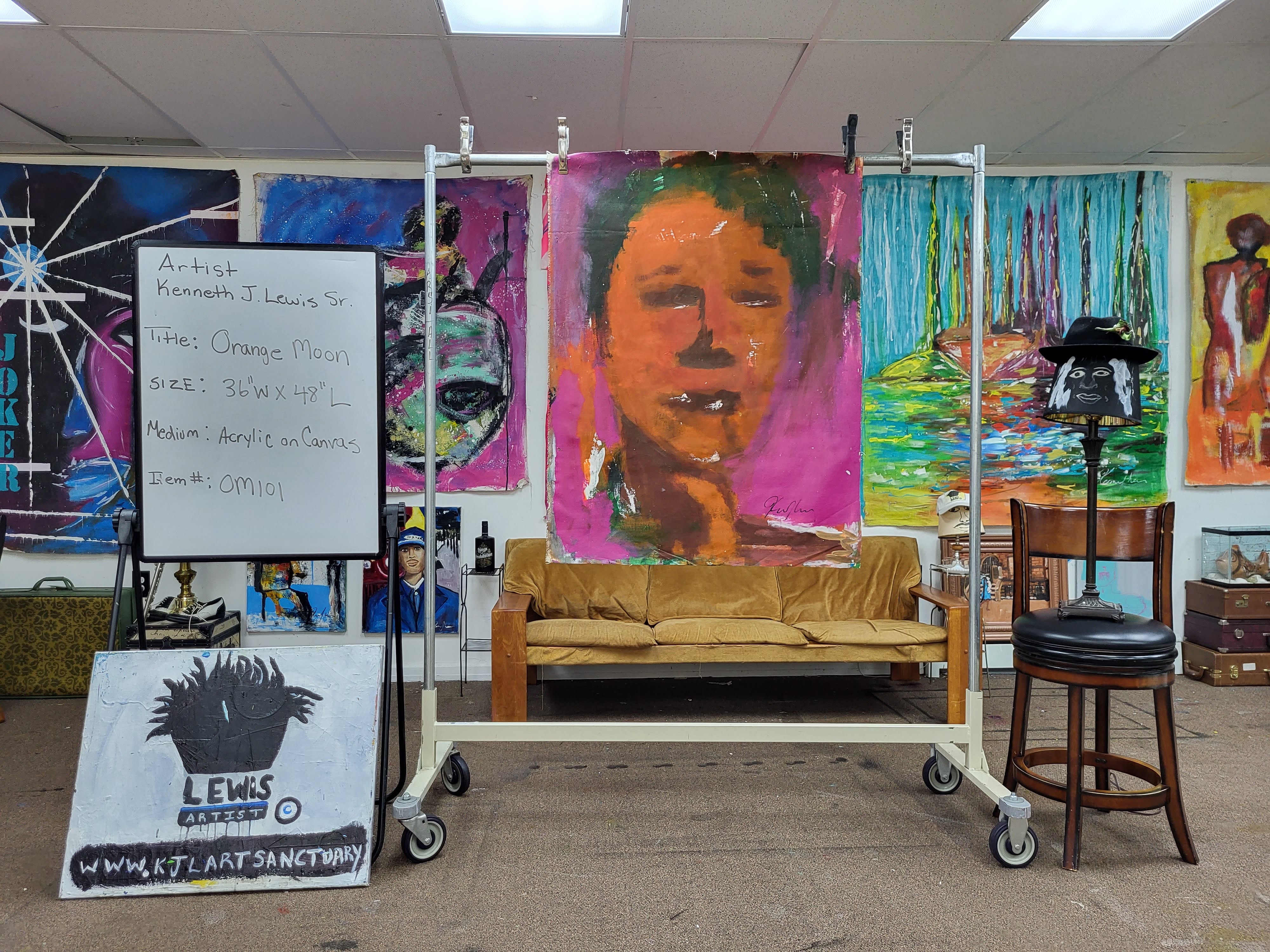 Orange Moon painting by Kenneth J. Lewis Sr